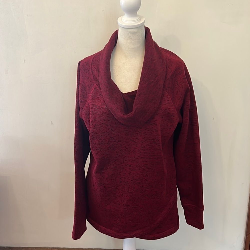 Ideology burgundy black long sleeve cowl neck sweater Size L